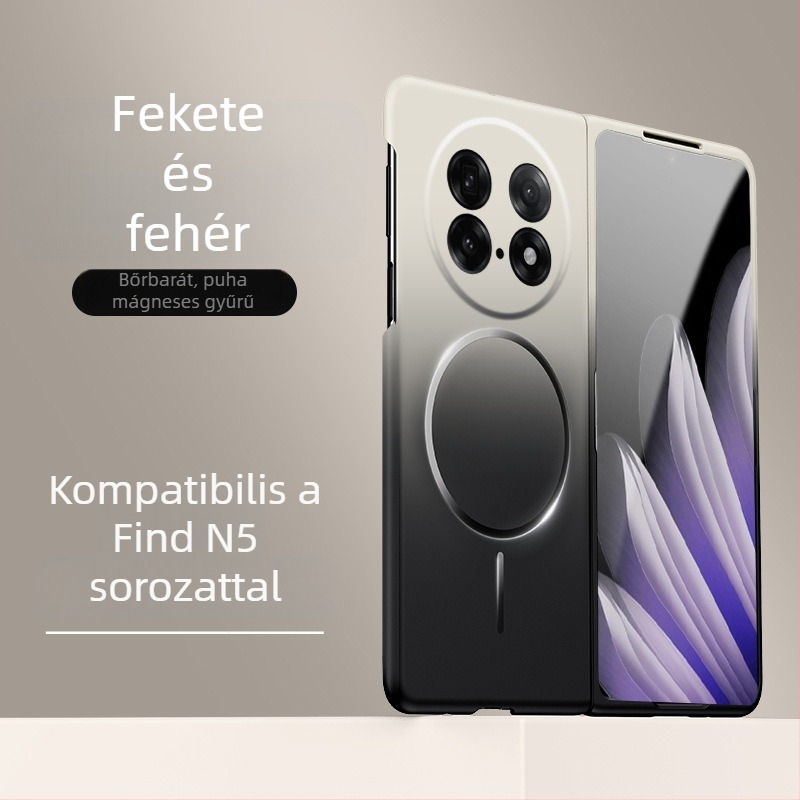 Oppo Find N5 összecsukható kijelzős védőtok gradient színű mágneses gyűrűvel, matt PC anyagból, leesés elleni védelemmel