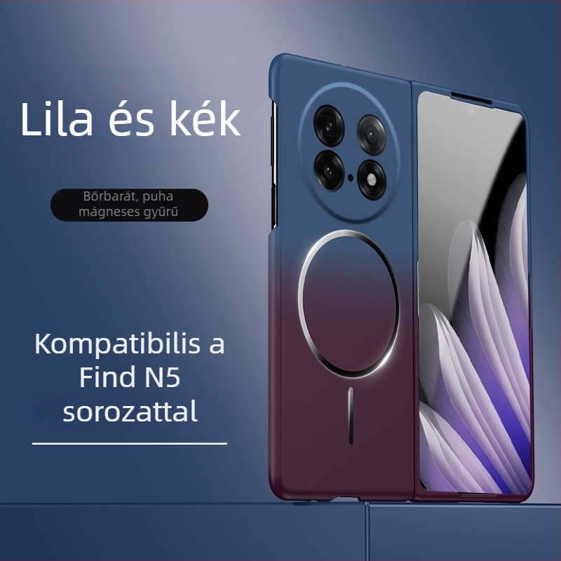 Oppo Find N5 összecsukható kijelzős védőtok gradient színű mágneses gyűrűvel, matt PC anyagból, leesés elleni védelemmel