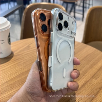Áttetsző mágneses tok iPhone 17 Pro Max számára érintőgombokkal és megerősített élekkel