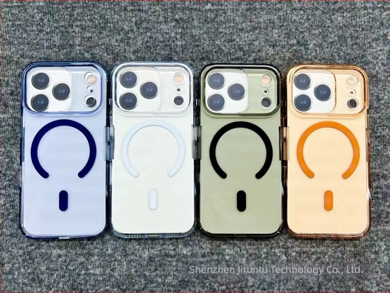 Áttetsző mágneses tok iPhone 17 Pro Max számára érintőgombokkal és megerősített élekkel