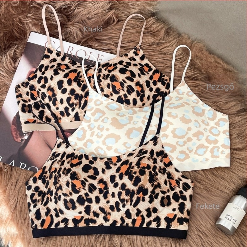 Leopard mintás, nude érzetű melltartó, nyom nélküli, könnyű anyagú, emelő és megereszkedés elleni támogatás