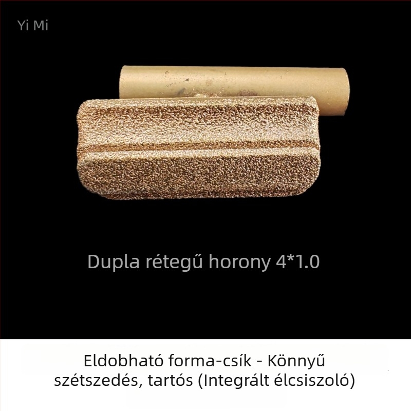 Integrált élcsiszoló külső falra, hamis kő burkolattal, íves él, mély hornyok polírozása, gyémántos élcsiszoló