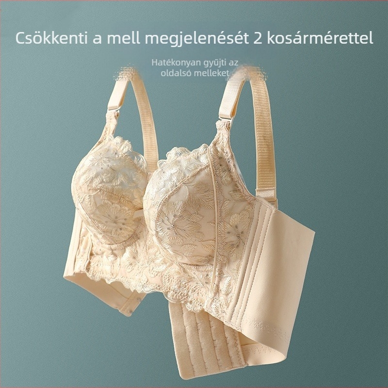 Állítható csipkés pluszméret melltartó nőknek, nyári vékony modell, push-up, anti-sag, a mellek kisebbnek tűnnek