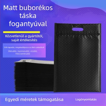 Fekete matt buborékos tasak ruházathoz, vízálló, vastag koextrudált filmmel készült buborékos boríték