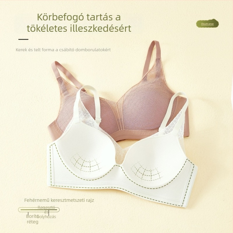 Szexi csipkés melltartó kivágott mély V-nyakkal, hidratáló hatású push-up, vékony felső rész, vastagabb alsó rész, AB kosár