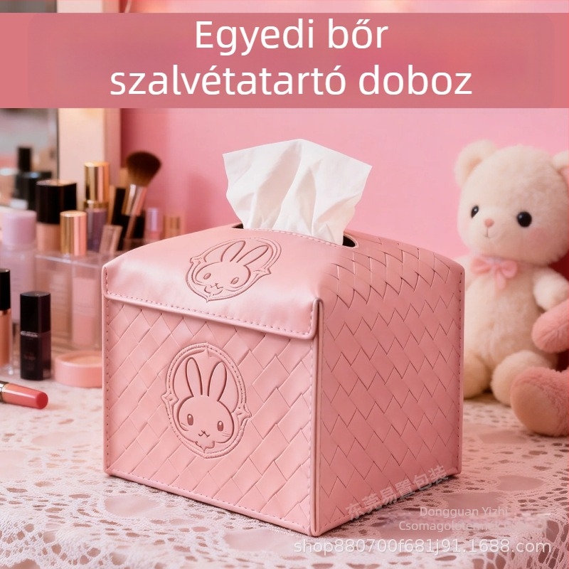 Bőrtokos zsebkendő tartó személyre szabott logóval, négyszögletes porálló zsebkendőtartó, nappali asztali szervező