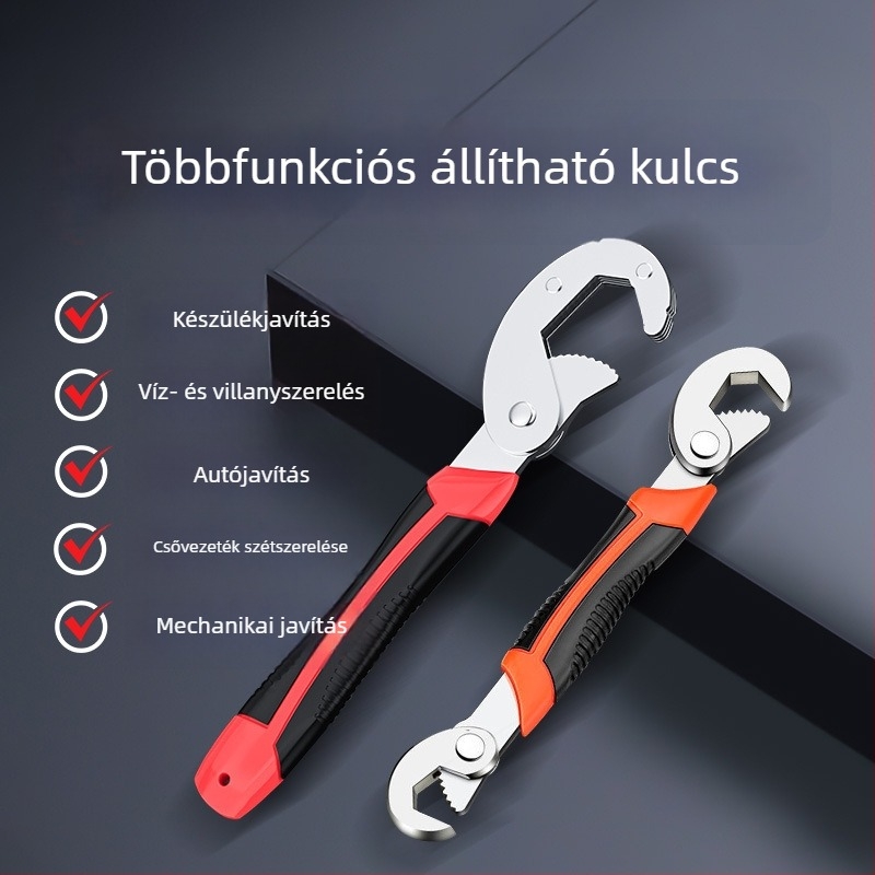Ötvözött acélból készült univerzális, multifunkcionális, állítható nyitott végű villáskulcs