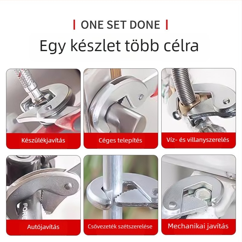 Ötvözött acélból készült univerzális, multifunkcionális, állítható nyitott végű villáskulcs