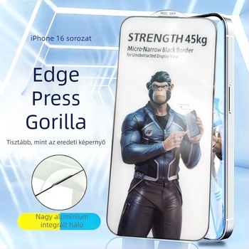 Gorilla Edge-to-Edge edzett üveg kijelzővédő iPhone 16/15 Pro-hoz, Anti-Peeping, Anti-Fall