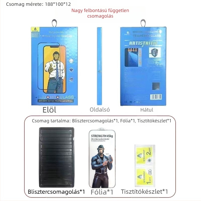 Gorilla Edge-to-Edge edzett üveg kijelzővédő iPhone 16/15 Pro-hoz, Anti-Peeping, Anti-Fall