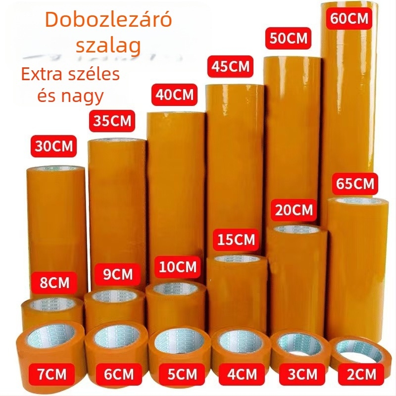 Beige színű, átlátszatlan csomagoló szalag, 10 cm széles, 100 m hosszú, BOPP fólia, erős tapadás