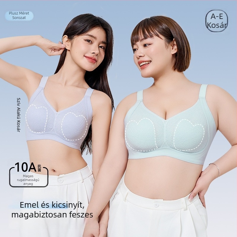 L2 Plus Size melltartó varrás nélküli, oldalsó tartással és emeléssel, 3/4 kosár