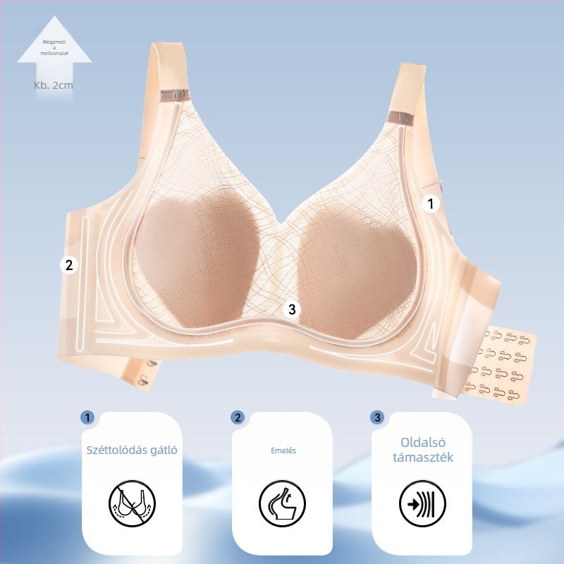 L2 Plus Size melltartó varrás nélküli, oldalsó tartással és emeléssel, 3/4 kosár