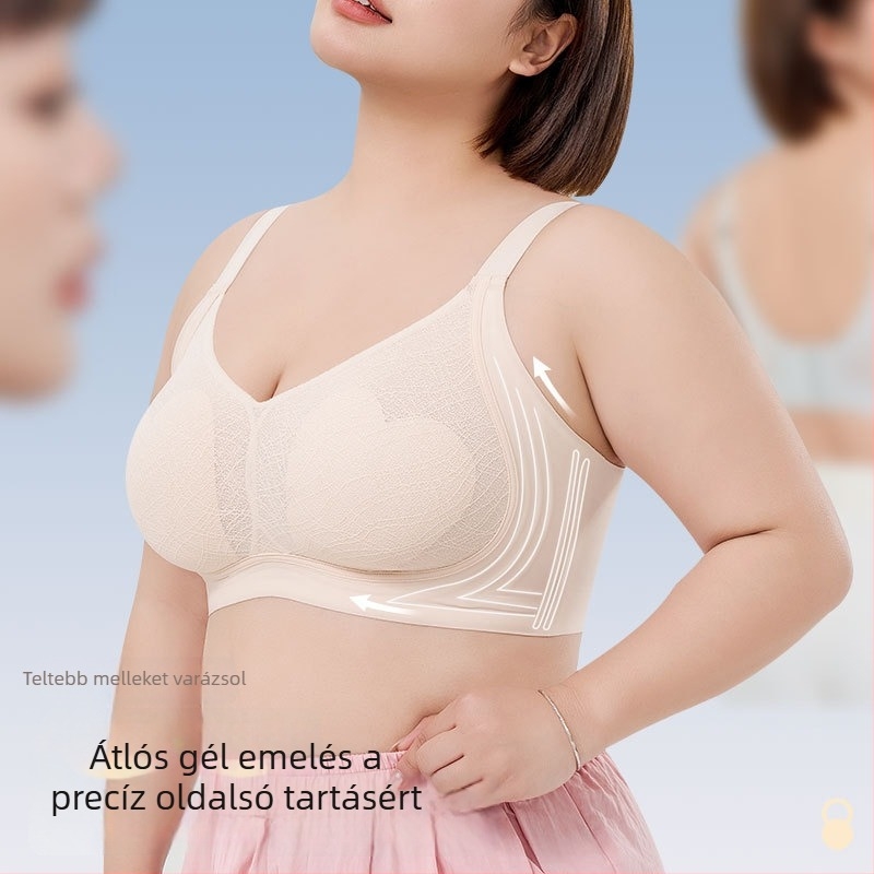 L2 Plus Size melltartó varrás nélküli, oldalsó tartással és emeléssel, 3/4 kosár