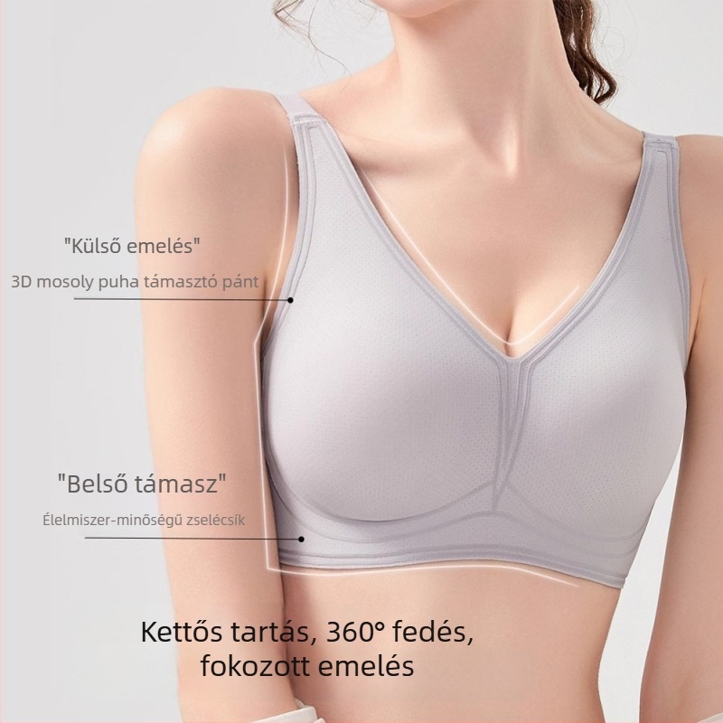 Vezeték nélküli, sima modal anyagú melltartó, plusz méret, vékony formázott kosarak, lélegző, sima hátsó
