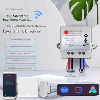 Okos kapcsoló Wi‑Fi és Bluetooth duál‑módú, 220V, lámpák és ventilátorok vezérlése mobilalkalmazáson keresztül