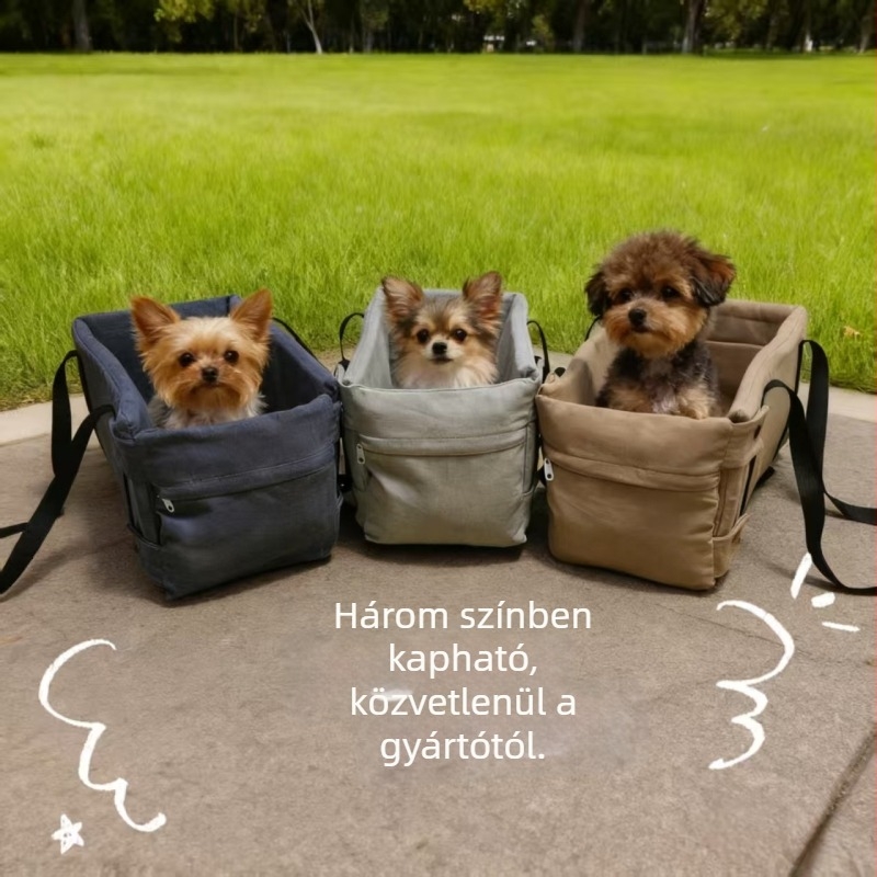 Hordozható autós kutyaágy, utasüléshez illeszthető, kényelmes kis- és közepes testű kutyáknak és macskáknak