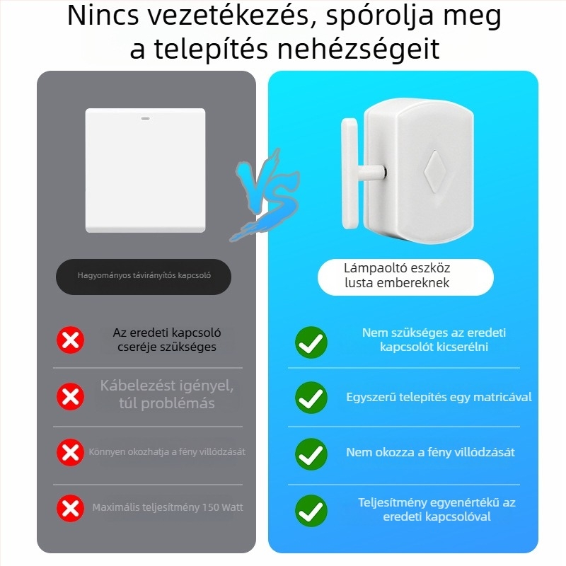 Intelligens vezeték nélküli lámpakapcsoló távirányítóval, vezeték nélkül, kollégiumhoz
