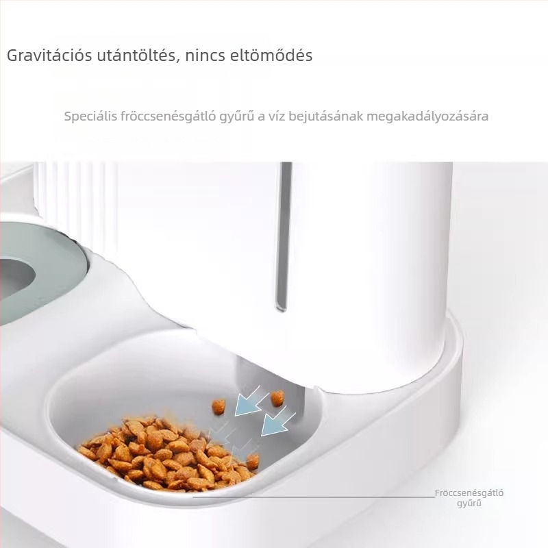 Két tálas etető macskáknak és kutyáknak, automata víz- és ételadagolóval