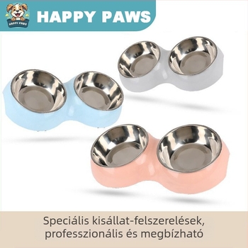 Macaron macskatál, ins-stílusú mintás, rozsdamentes acél kétkamrás etető- és itatótál macskáknak