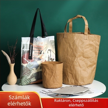 Logózott Kraft papírtáska DuPont papírral, texturált felület, retró stílus, szakadásálló