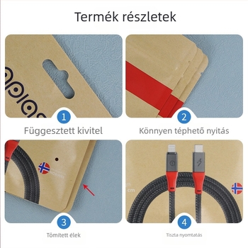 Egyedi kompozit Kraft papírból készült önzáró tasak USB-kábel csomagolásához nyomtatott logóval, ajándékcsomagolás