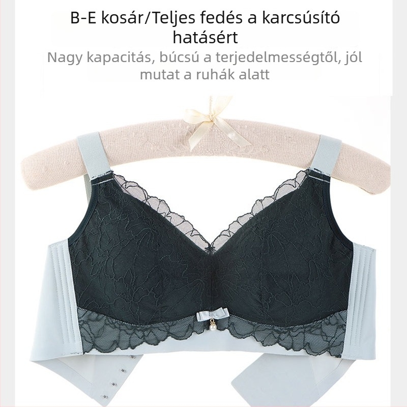 Női vezeték nélküli csipkés melltartó, vékony nyári modell, összegyűjtő hatás, anti-lógás, állítható pántok, plusz méret, teljes kosár