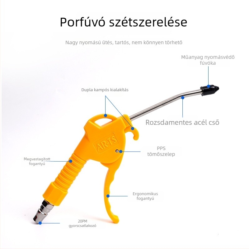 Magasnyomású pneumatikus porfúvó pisztoly tisztításra és karbantartásra