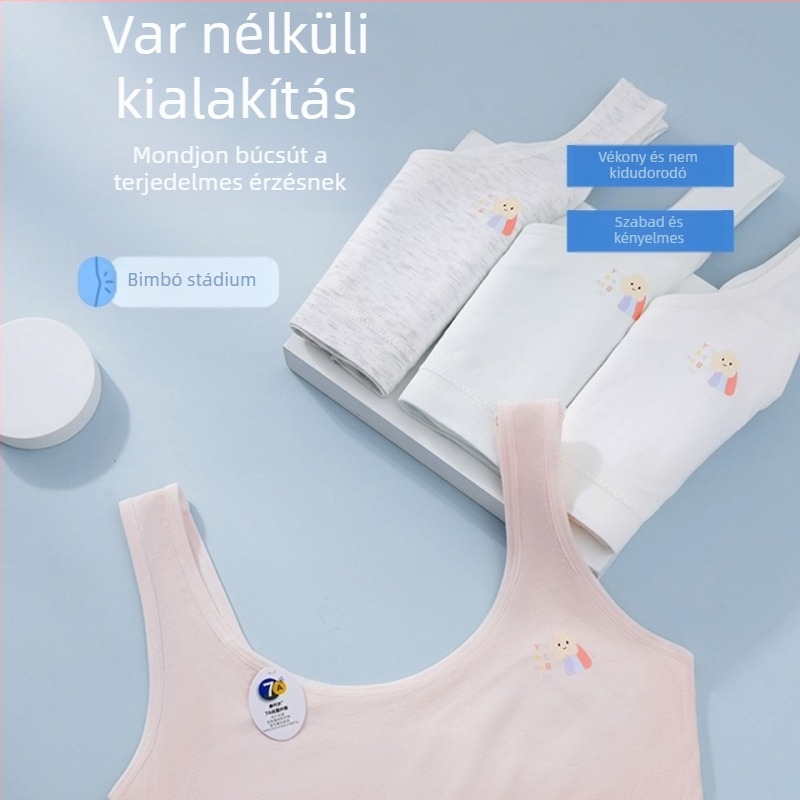 Lányok korai fejlődési szakaszához készült melltartó, légáteresztő, fix kosárral, antibakteriális, 7A