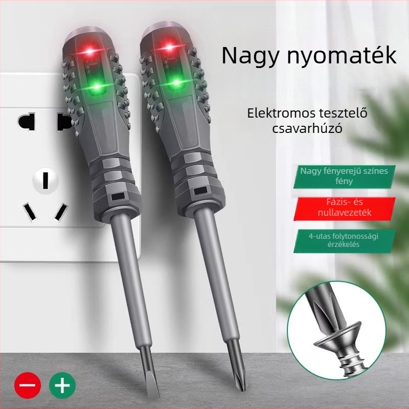 Elektrikusi multifunkciós mérőcsavarhúzó LED-es kijelzővel, magas fényű színkódolt kijelzővel a kontinuitás és áramszivárgás teszteléséhez