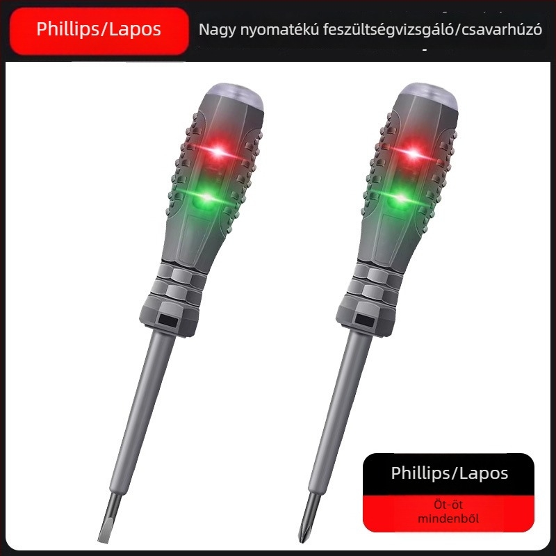 Elektrikusi multifunkciós mérőcsavarhúzó LED-es kijelzővel, magas fényű színkódolt kijelzővel a kontinuitás és áramszivárgás teszteléséhez