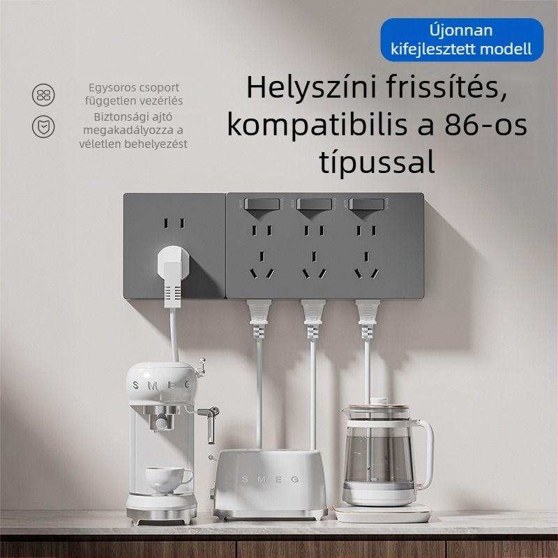Falra szerelhető 86-os típusú hosszabbító aljzat, fix, többfunkciós