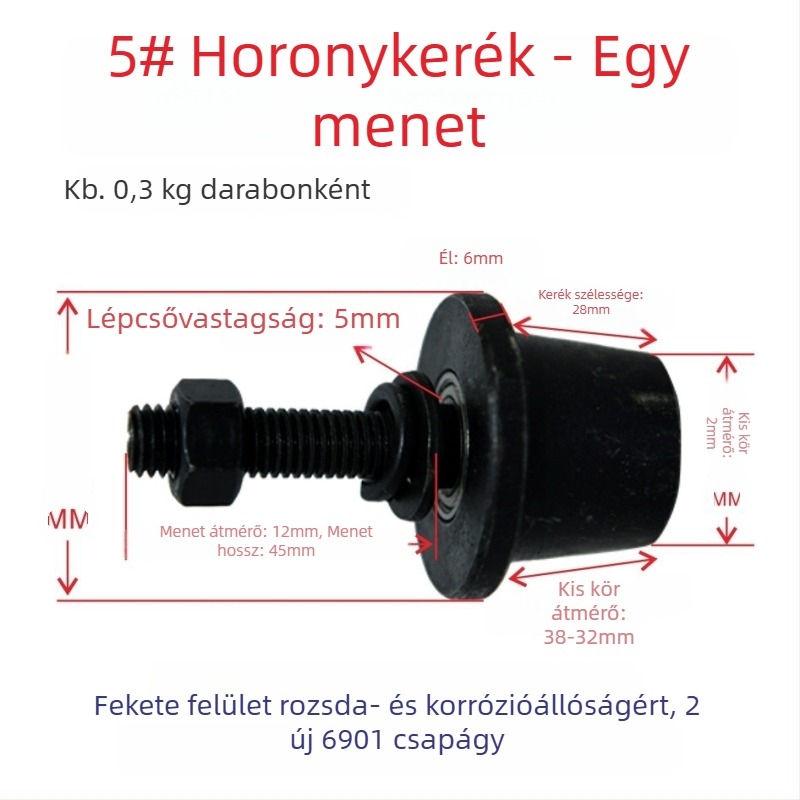 Csatornaszerkezetű acél görgő konuszkúpos hornyú, T-formájú acél görgő egyoldali és vezető görgő áruszállító lifthez