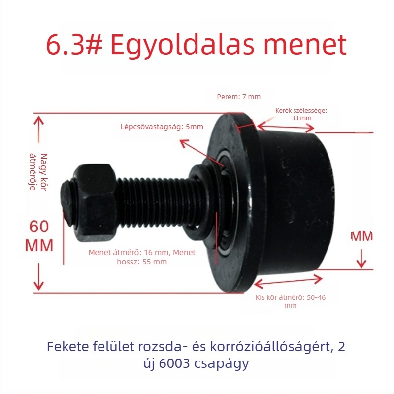 Csatornaszerkezetű acél görgő konuszkúpos hornyú, T-formájú acél görgő egyoldali és vezető görgő áruszállító lifthez