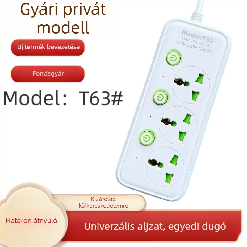 USB hosszabbító brit és amerikai szabvánnyal, több aljzattal