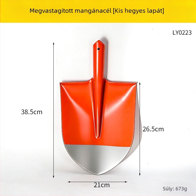 Fa markolatú ásó háztartási használatra, nagy méretű mangán-acélból, nagy kopásállósággal