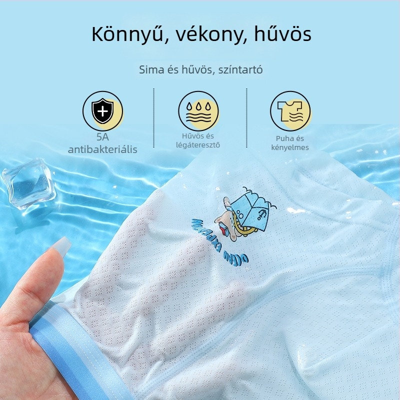 Uniszex gyerek boxer alsó ice-silk anyagból, cartoon mintával, légáteresztő, nyomásmentes, 3–8 éveseknek (100–140 cm)