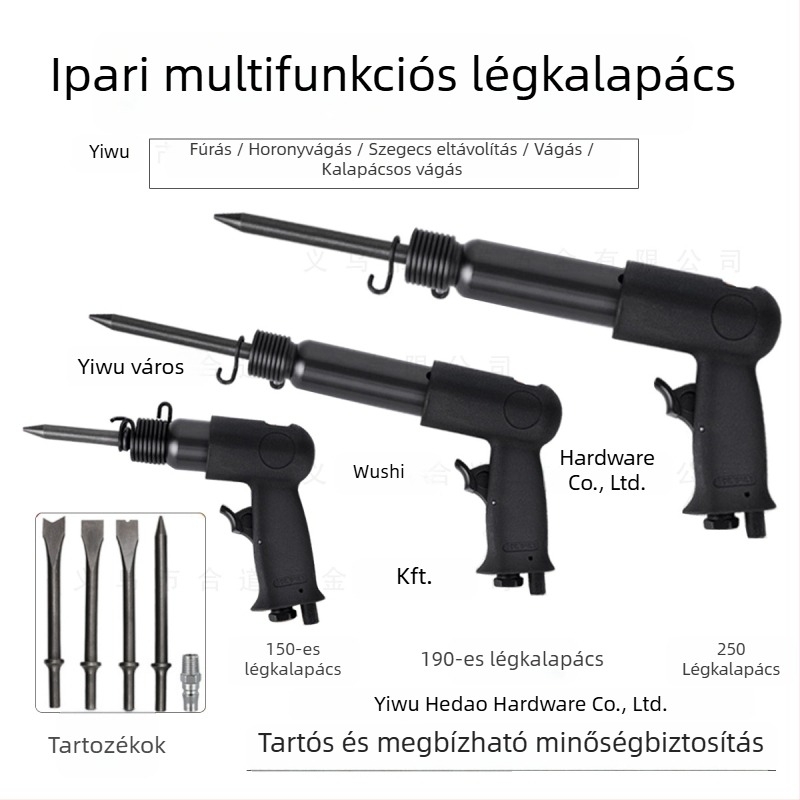 150 mm pneumatikus kalapács készlet rozsdamentesítő fejjel és körkörös fogantyúval