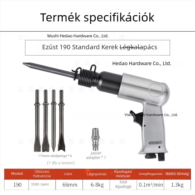 150 mm pneumatikus kalapács készlet rozsdamentesítő fejjel és körkörös fogantyúval
