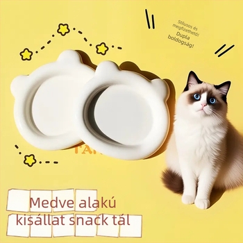 Macska etető- és snacktál macskáknak és kutyáknak, anti-tip tál
