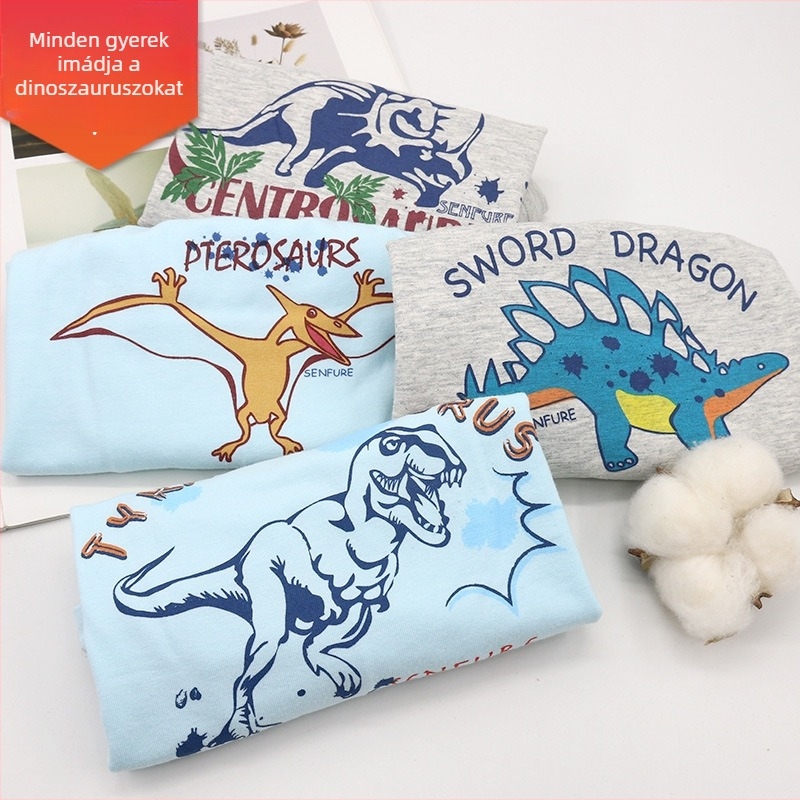 Dinoszauruszos boxer alsó gyerekeknek, Lycra-pamut, varrat nélküli kialakítás, 3-8 éveseknek