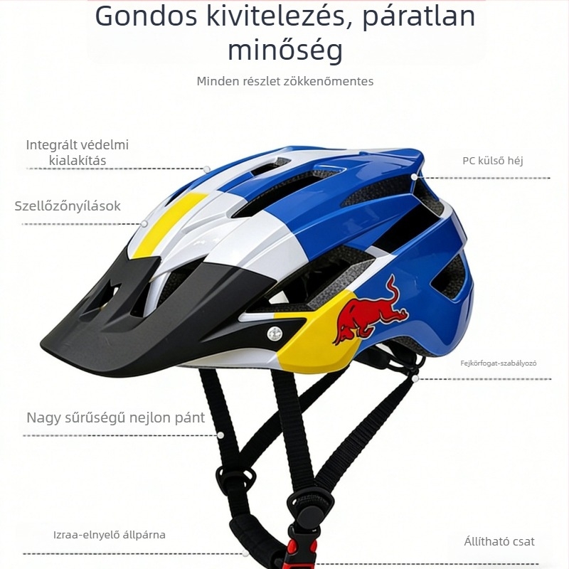 Egy darabból formázott kerékpáros sisak közúti, hegyi, downhill és terep használatra, könnyű és lélegző