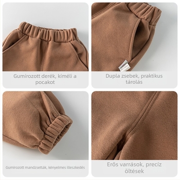 Gyerekeknek készült melegítőnadrág fleece béléssel, uniszex, pamut.