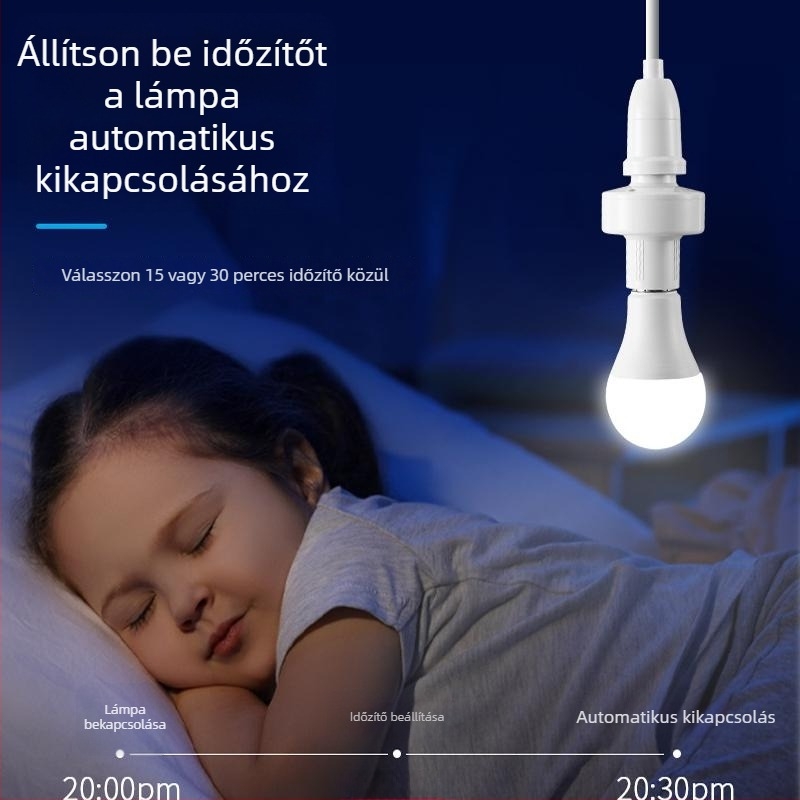 Vezeték nélküli távirányítós E27-es lámpatartó, univerzális 220V-os okosotthon kapcsolóval és hálószobai LED-izzóval