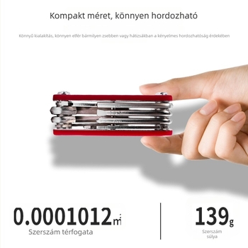 Új, többfunkciós összecsukható kerékpárjavító eszköz külső és belső hatszögkulcsokkal, gumiemelő és küllőkulcs