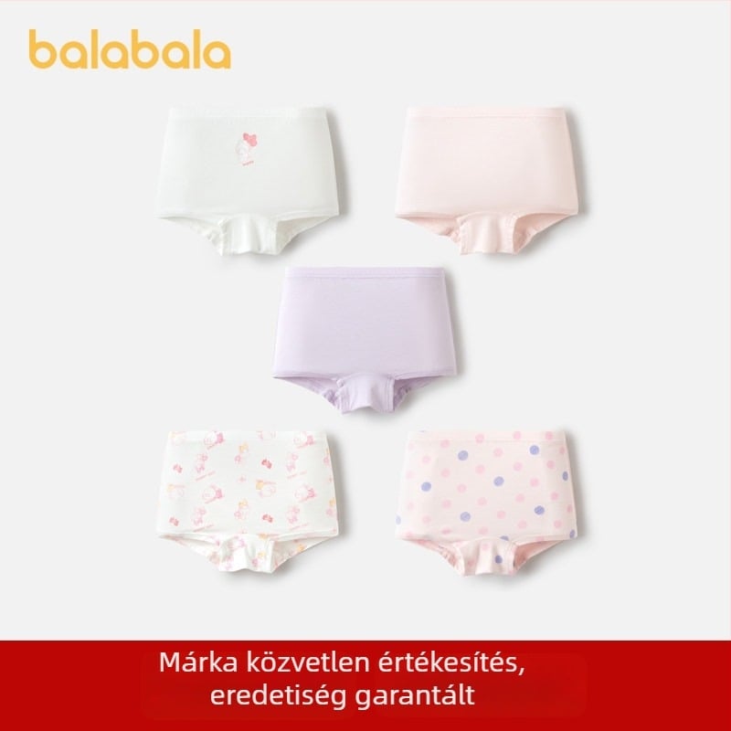 Balabala lányoknak készült pamut boxer briefek, antibakteriális, nem szorít, ötös csomag, 3–8 éveseknek