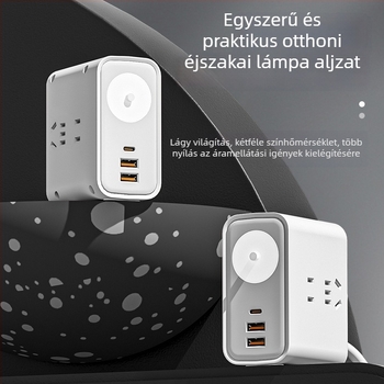 Okos asztali függőleges töltőhálózat USB-vel, multifunkcionális, otthoni és utazási használatra, Type-C kábellel