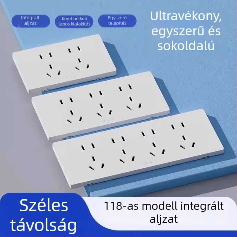 118 típusú kombinált kapcsoló- és aljzatpanel, falba épített konyhai panel, panel többnyílású (10/15/20 lyuk), 10A