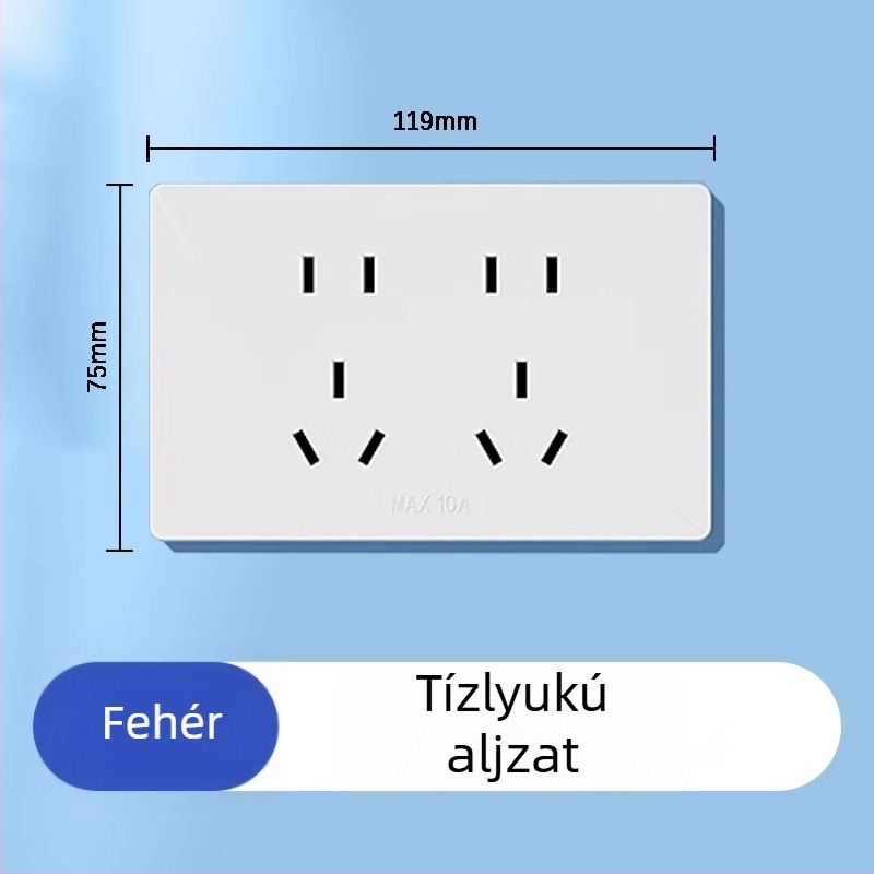 118 típusú kombinált kapcsoló- és aljzatpanel, falba épített konyhai panel, panel többnyílású (10/15/20 lyuk), 10A