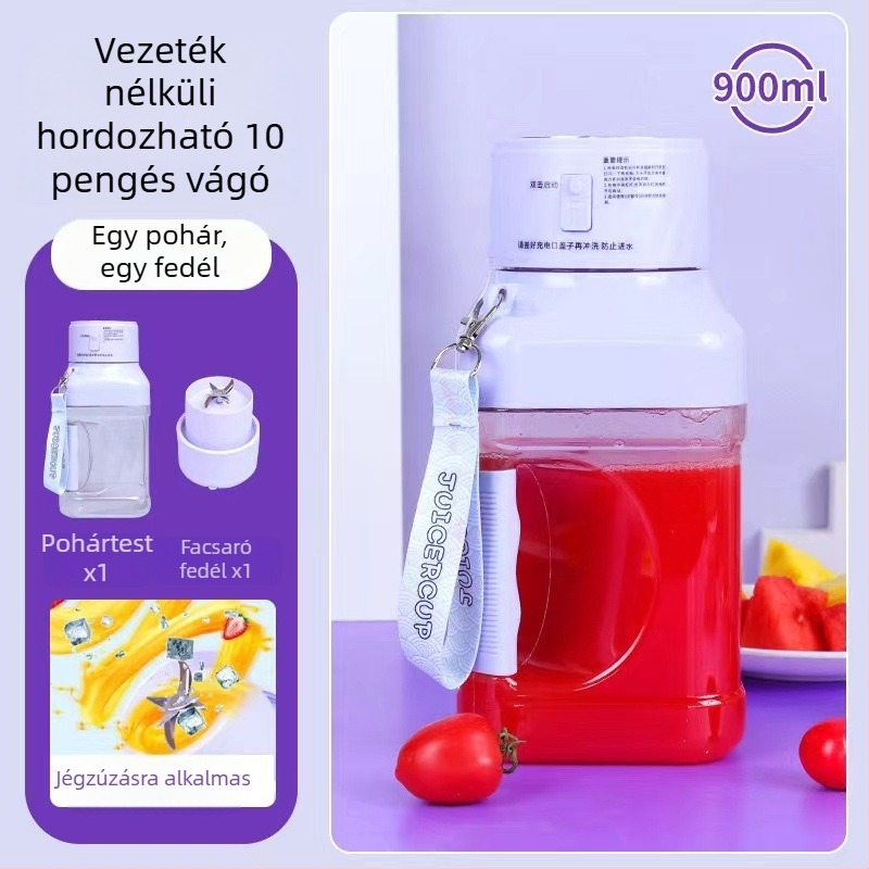 Hordozható gyümölcs- és zöldséglé készítő, 1000–1500 ml-es kapacitás, USB-töltés, jégdarabok őrlése
